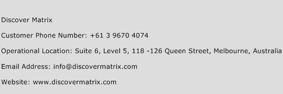 Discover Matrix Phone Number Customer Service