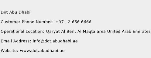 Dot Abu Dhabi Phone Number Customer Service