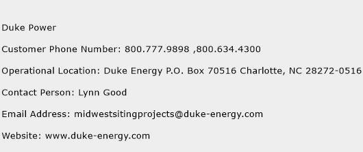 Duke Power Phone Number Customer Service