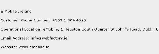 E Mobile Ireland Phone Number Customer Service