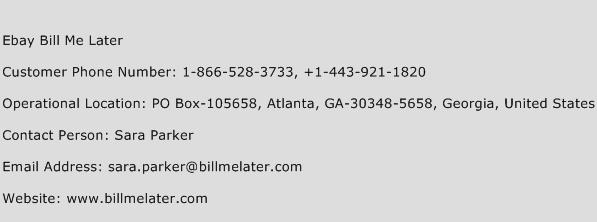 Ebay Bill Me Later Phone Number Customer Service