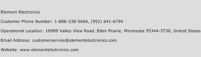 Element Electronics Phone Number Customer Service