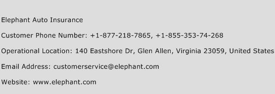 Elephant Auto Insurance Phone Number Customer Service