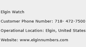 Elgin Watch Phone Number Customer Service