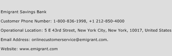 Emigrant Savings Bank Phone Number Customer Service
