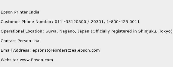 Epson Printer India Phone Number Customer Service