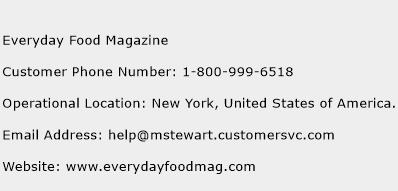 Everyday Food Magazine Phone Number Customer Service