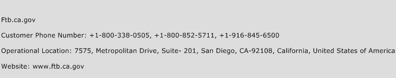 FTB.CA.GOV Phone Number Customer Service