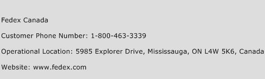 Fedex Canada Phone Number Customer Service