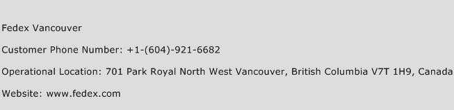 Fedex Vancouver Phone Number Customer Service