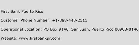 First Bank Puerto Rico Phone Number Customer Service
