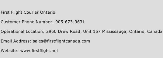 First Flight Courier Ontario Phone Number Customer Service
