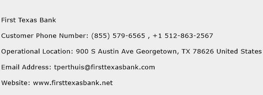 First Texas Bank Phone Number Customer Service