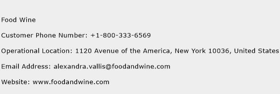 Food Wine Phone Number Customer Service
