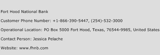 Fort Hood National Bank Phone Number Customer Service