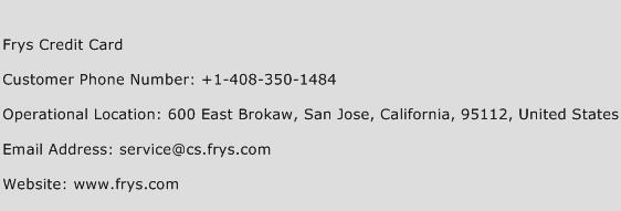 Frys Credit Card Phone Number Customer Service