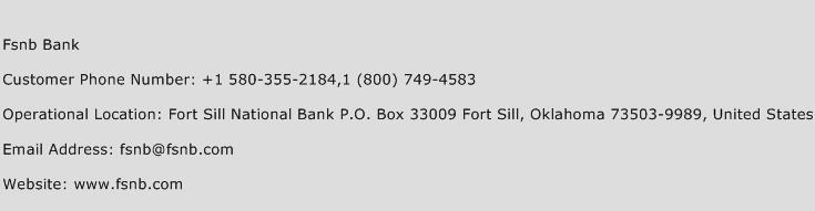 Fsnb Bank Phone Number Customer Service