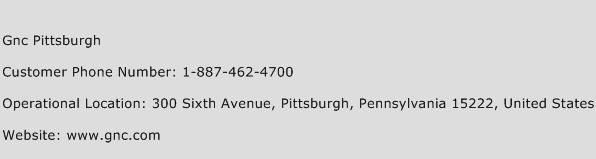 GNC Pittsburgh Phone Number Customer Service