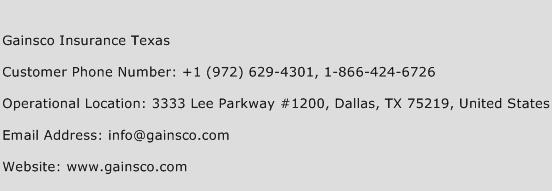 Gainsco Insurance Texas Phone Number Customer Service