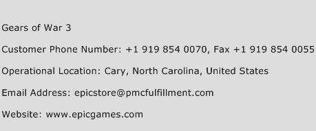 Gears of War 3 Phone Number Customer Service