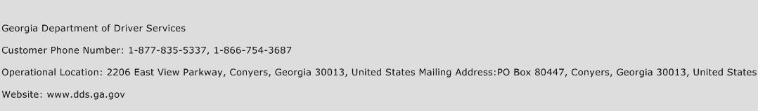 Georgia Department of Driver Services Phone Number Customer Service