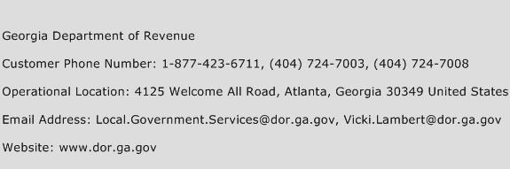 Georgia Department of Revenue Phone Number Customer Service