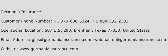 Germania insurance contact number information