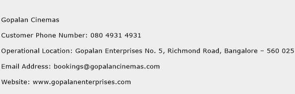 Gopalan Cinemas Phone Number Customer Service