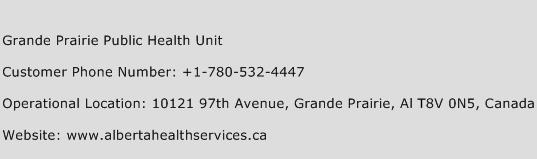 Grande Prairie Public Health Unit Phone Number Customer Service