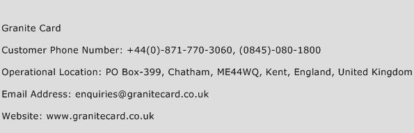 Granite Card Phone Number Customer Service