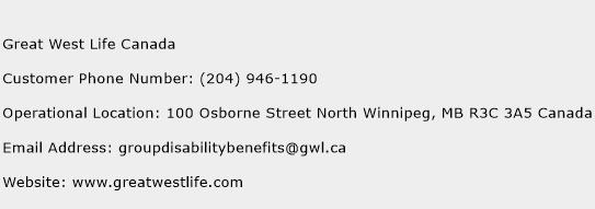 Great West Life Canada Phone Number Customer Service