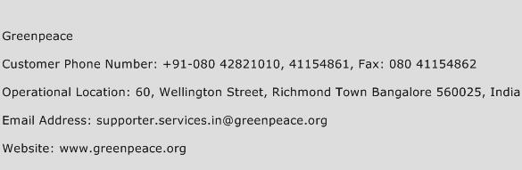 Greenpeace Phone Number Customer Service