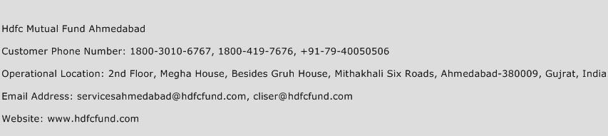 HDFC Mutual Fund Ahmedabad Phone Number Customer Service