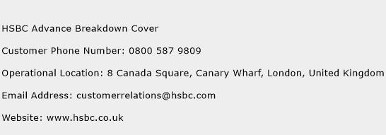 HSBC Advance Breakdown Cover Phone Number Customer Service