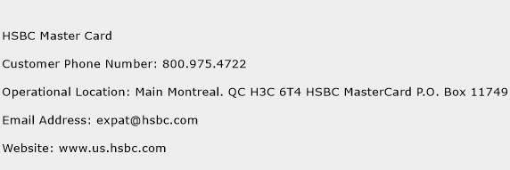 HSBC Master Card Phone Number Customer Service