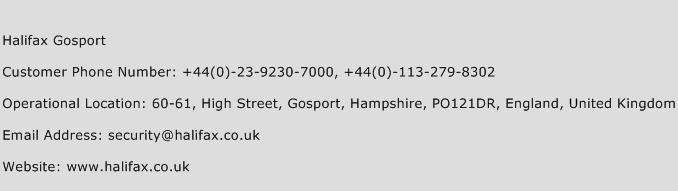 Halifax Gosport Phone Number Customer Service