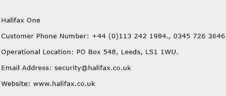 Halifax One Phone Number Customer Service