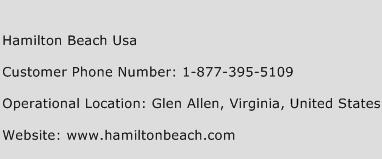 Hamilton Beach Usa Phone Number Customer Service
