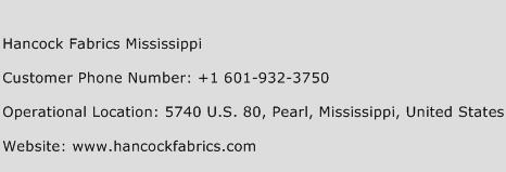 Hancock Fabrics Mississippi Phone Number Customer Service