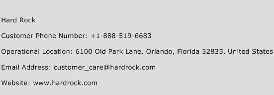 Hard Rock Phone Number Customer Service