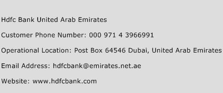 Hdfc Bank United Arab Emirates Phone Number Customer Service