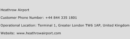 Heathrow Airport Phone Number Customer Service