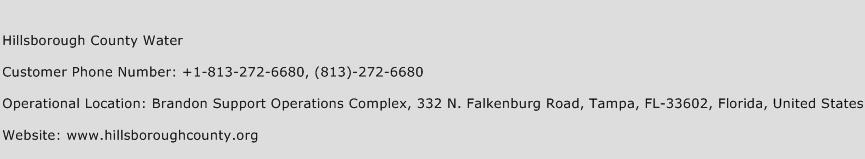 Hillsborough County Water Phone Number Customer Service