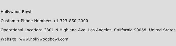 Hollywood Bowl Phone Number Customer Service