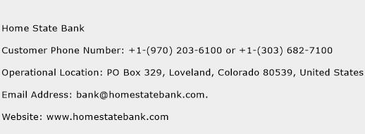 Home State Bank Phone Number Customer Service