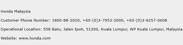 Honda Malaysia Phone Number Customer Service