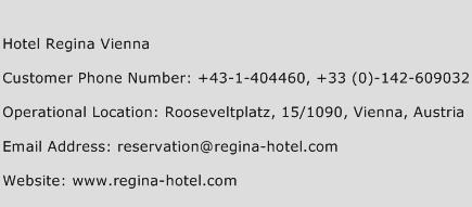 Hotel Regina Vienna Phone Number Customer Service
