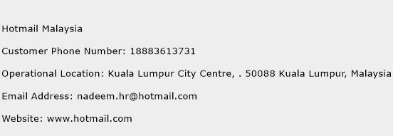 Hotmail Malaysia Phone Number Customer Service