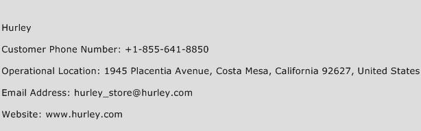 Hurley Phone Number Customer Service