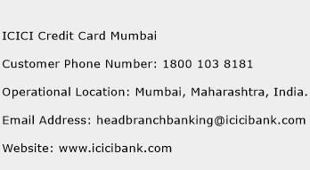 ICICI Credit Card Mumbai Phone Number Customer Service